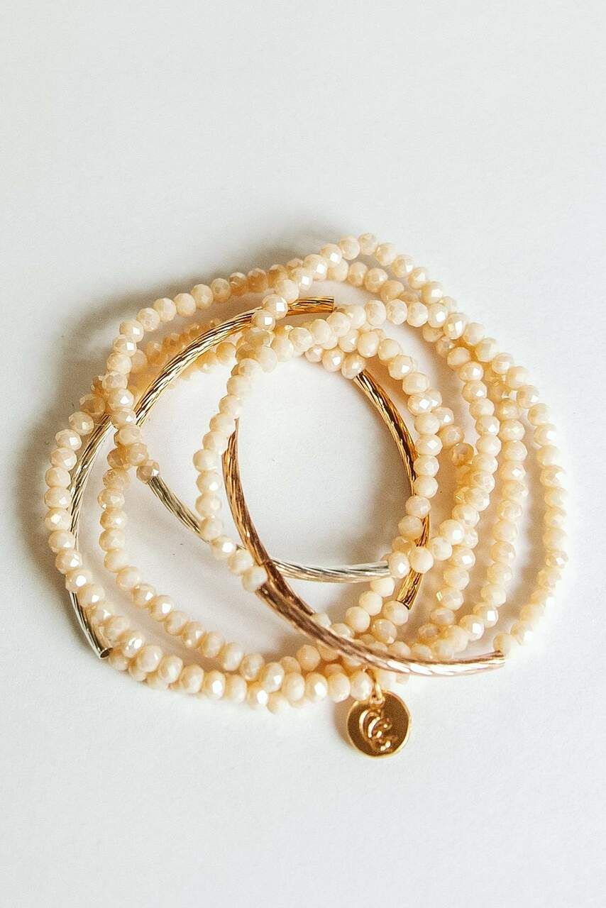 Raising The Bar Bracelet Stack, Peach