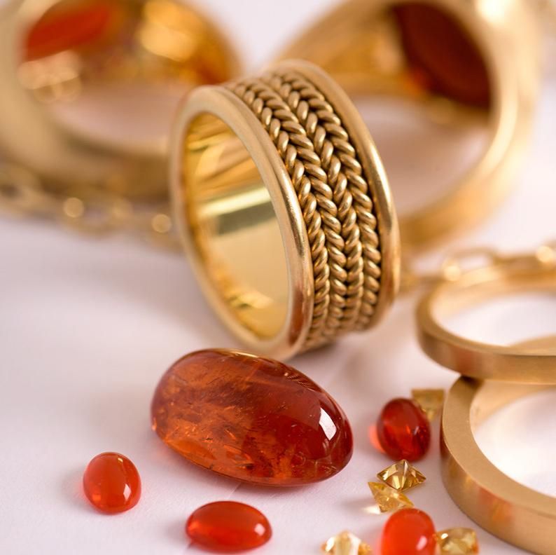 Wide 18k Gold Wheat Ring Band for Women Handmade Braid Ring _ Etsy