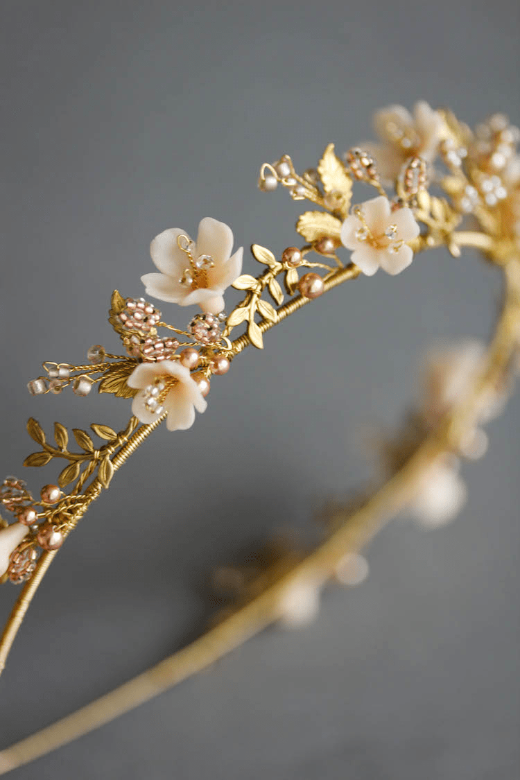 Wild Flowers _ A lush gold and blush floral wedding crown - TANIA MARAS _ bridal headpieces + wedding veils