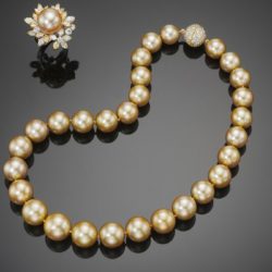 Classic Golden South Sea Pearl Necklace and Ring - Assael