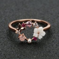 Fashion Creative Butterfly Flowers Crystal Finger Rings