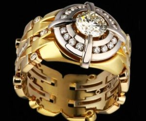 Gold Color Watch Shape Rings For Men_Women Punk Party Shiny White CZ Couple Ring Versatile Statement Unisex Jewelry - 10 _ White _ Two Tone.jpeg