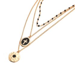 Gorgeous Black and Gold Cross Pendant, Glass Bead, Multilayered, Glass Bead, Religious Necklace Gorgeous Black and Gold Cross Pendant, Glass Bead, Multilayered, Glass Bead, Religious Necklace