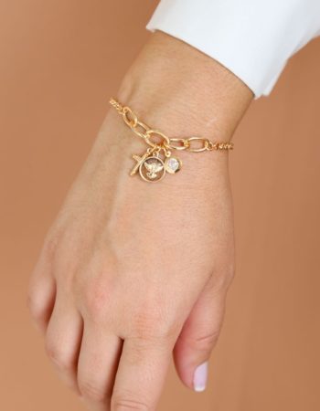 PULSEIRA COM PINGENTES RELIGIOSOS BANHADO OURO 18K PULSEIRA COM PINGENTES RELIGIOSOS BANHADO OURO 18K