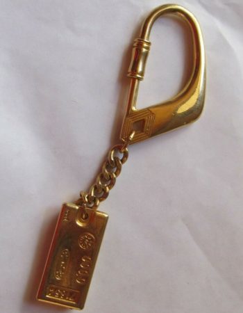 Rare Porte clef RENAULT lingot d'or 71854 doré