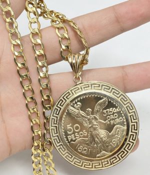 Real gold centenario 14k real gold or 22k ! Aztec bezel Pendant or chain set.jpeg