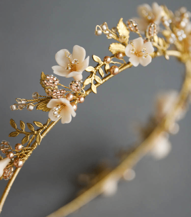 Wild Flowers _ A lush gold and blush floral wedding crown - TANIA MARAS _ bridal headpieces + wedding veils