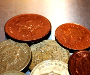 British pound coins closeup